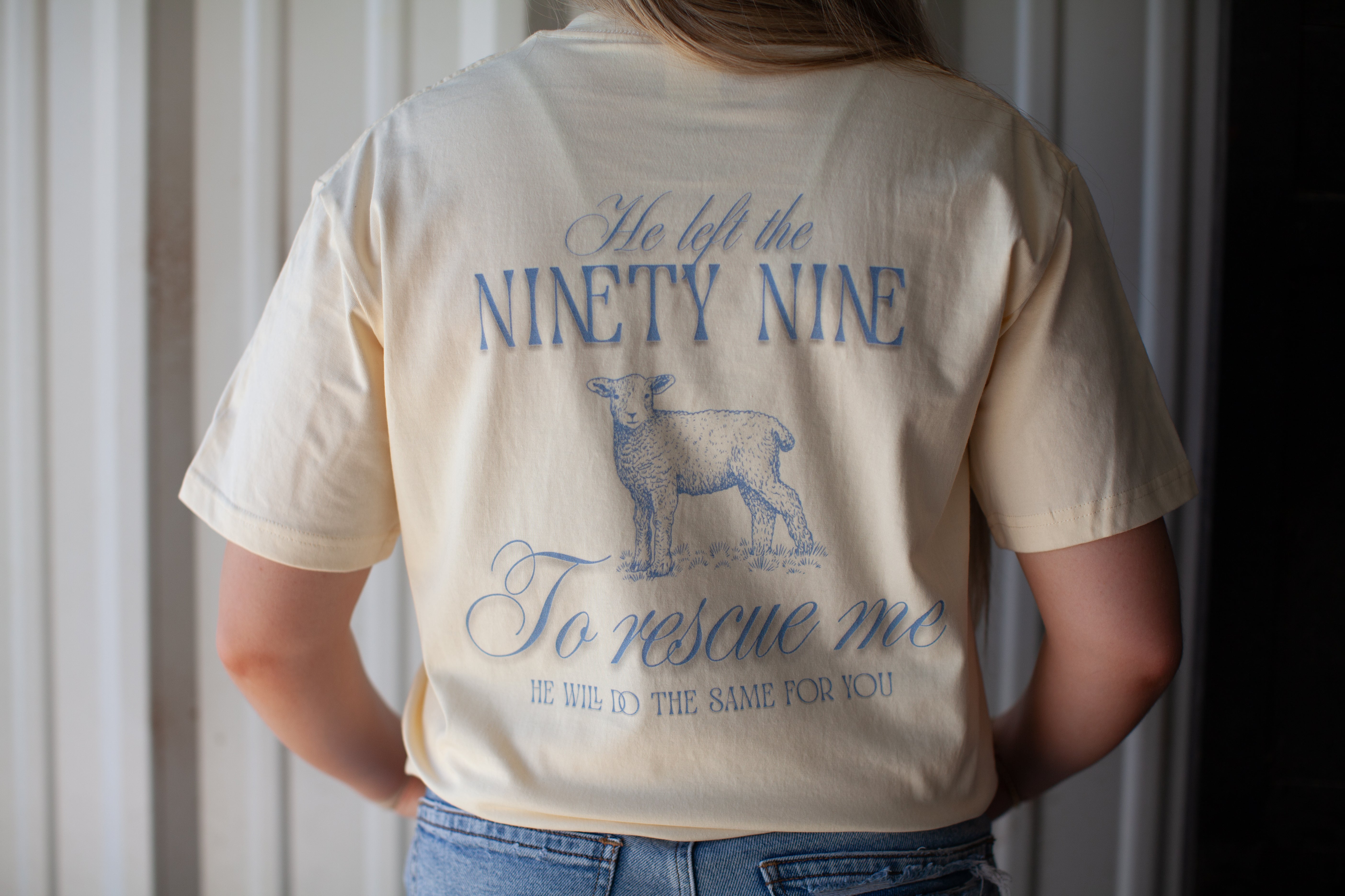 he left the 99, apricot t-shirt