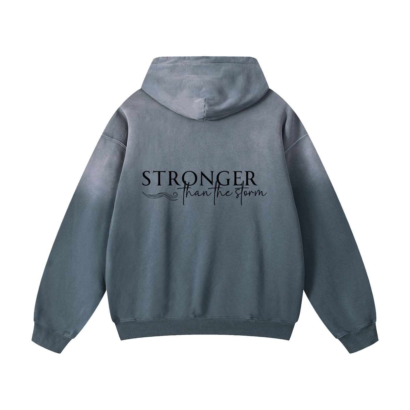 Stronger than the storm hoodie, gray blue