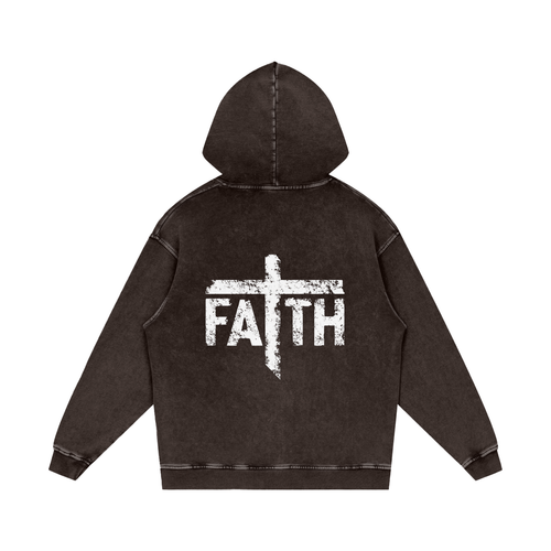 Faith Hoodie, cross hoodie, brown