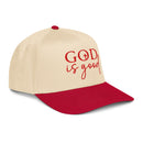 red and apricot God is good hat, cap