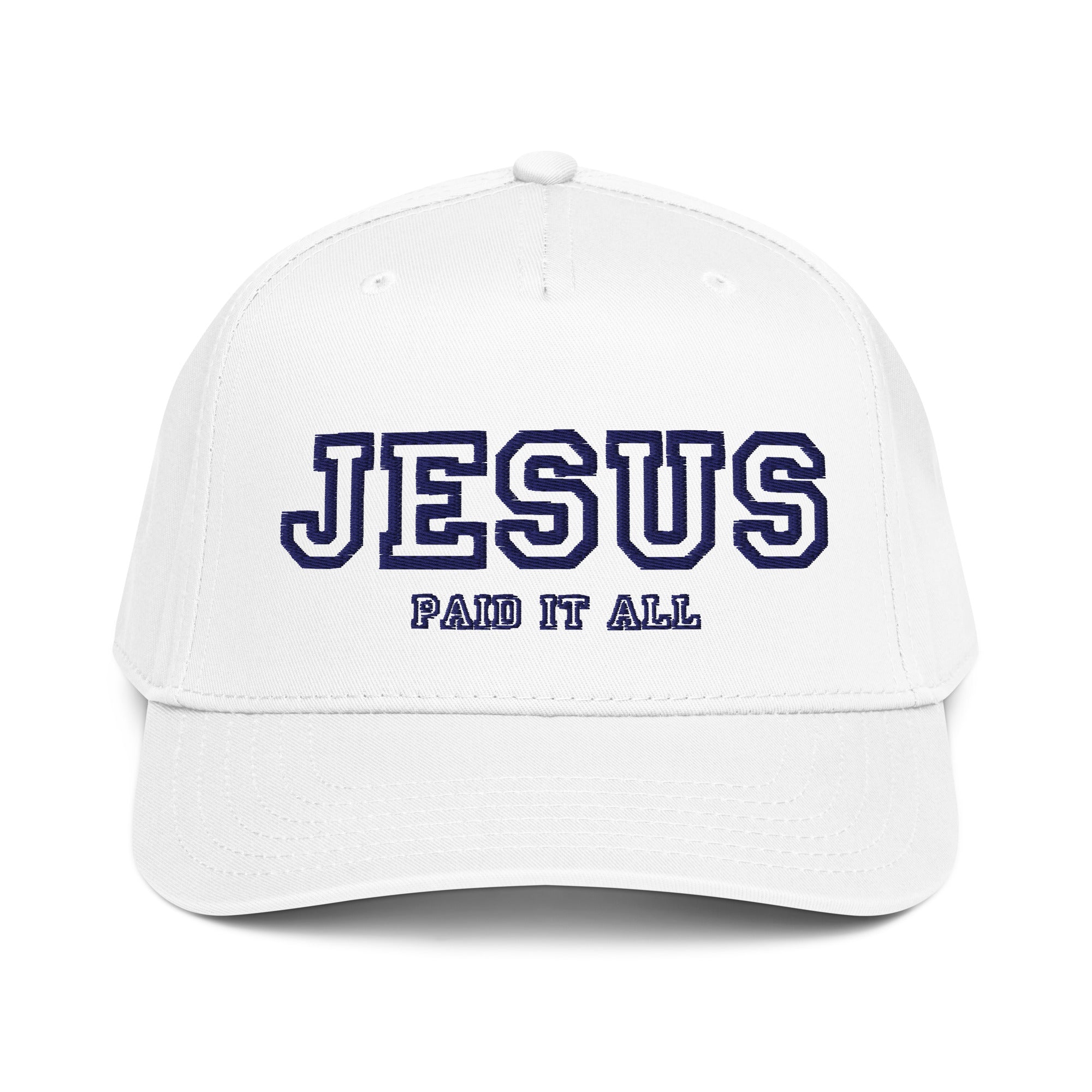 Jesus paid it call hat, navy and white cap