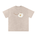 Beige t-shirt, white flower, the difference is jesus