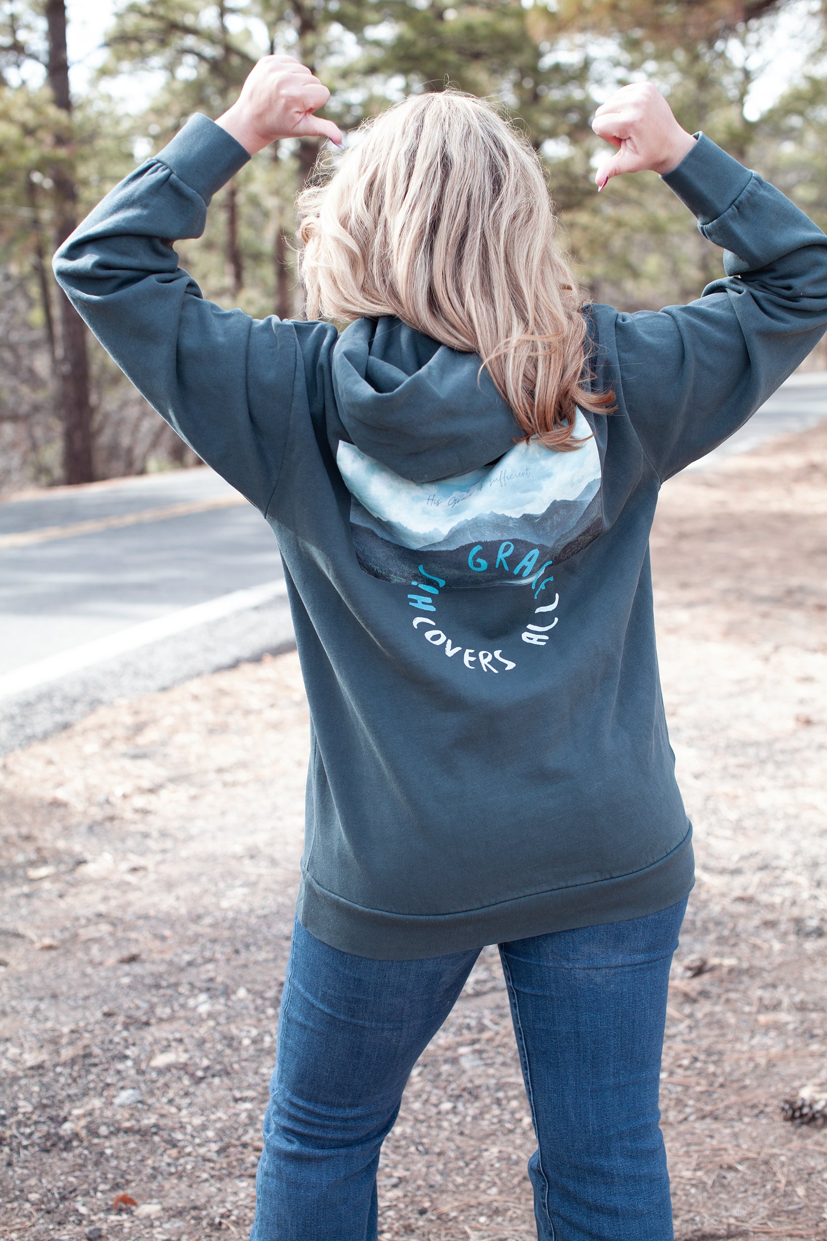his grace covers all hoodie, navy