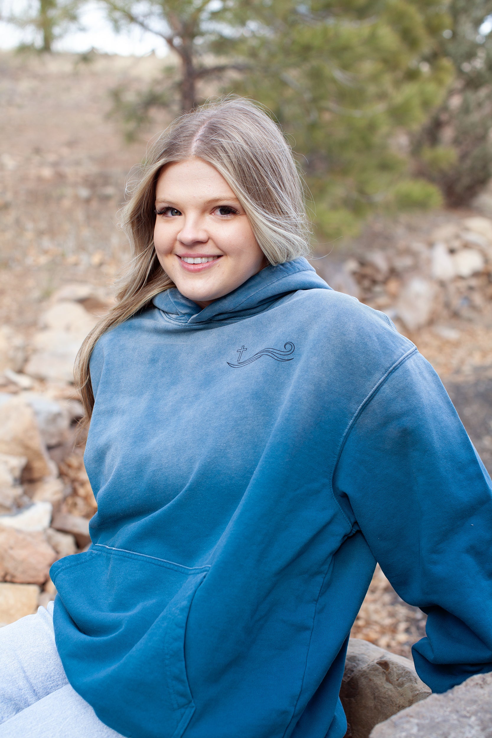 Stronger than the storm hoodie, blue