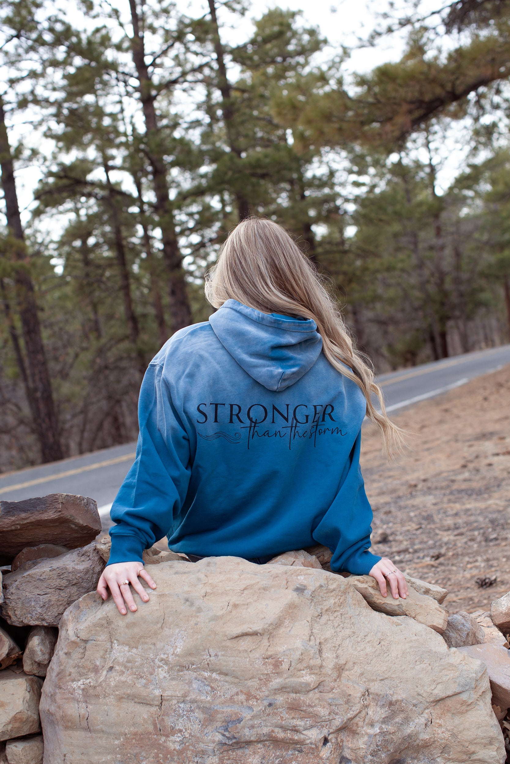 Stronger than the storm hoodie, blue