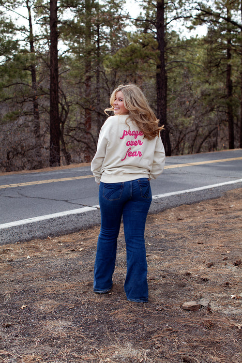 prayer over fear, sweatshirt, cream