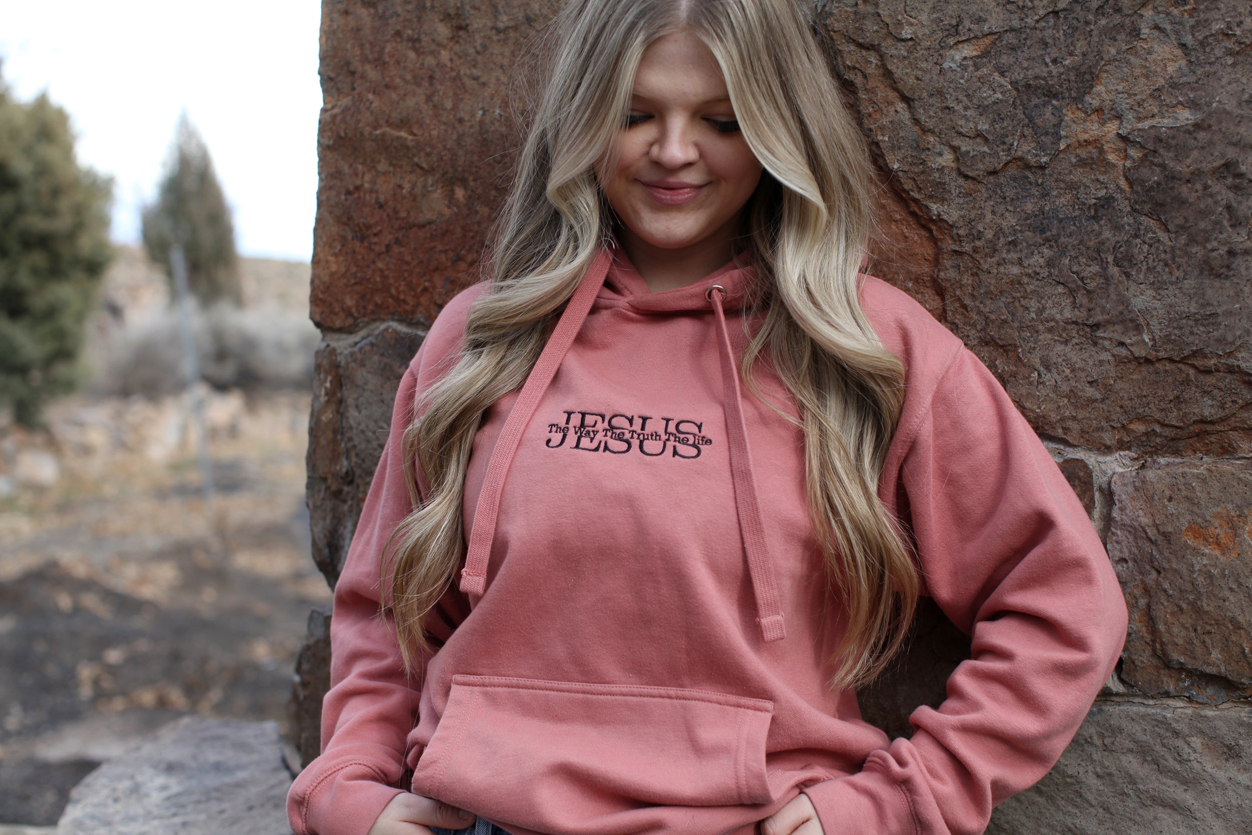 Jesus, The way the truth the life, hoodie, pink