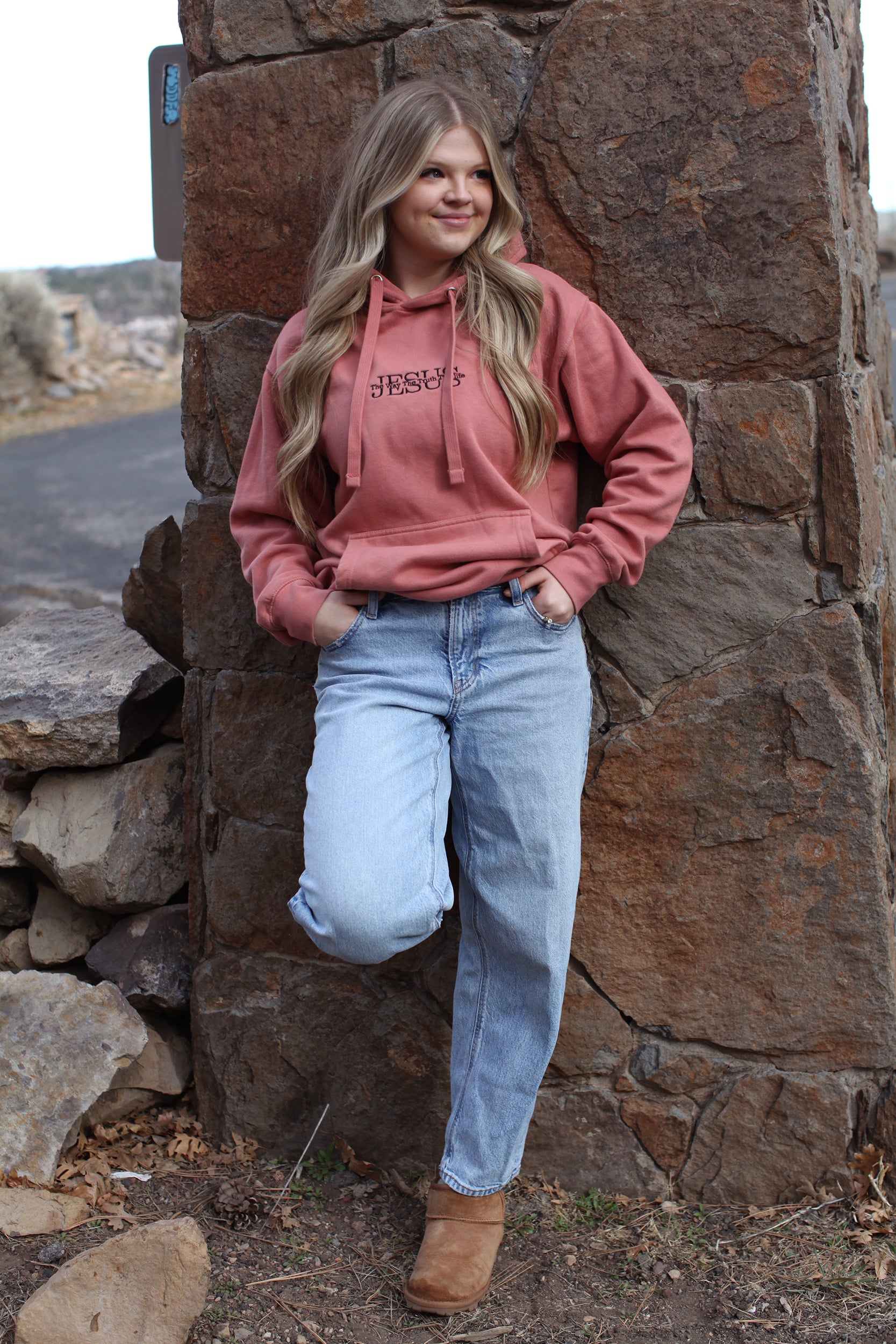 Jesus, The way the truth the life, hoodie, pink