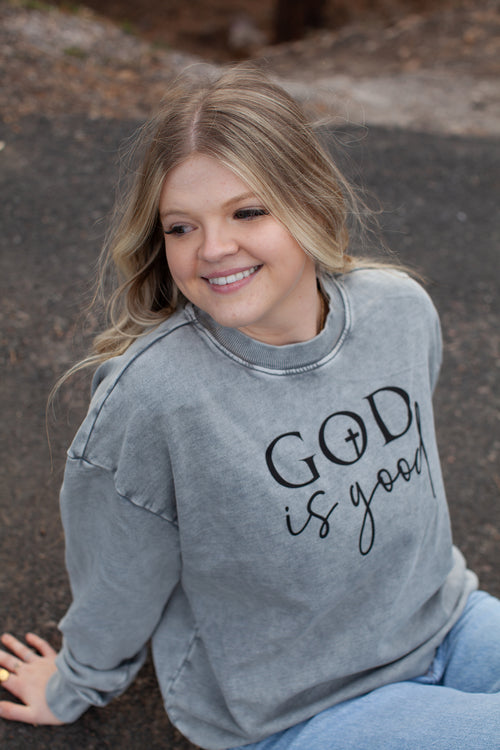 God is good sweatshirt, gray