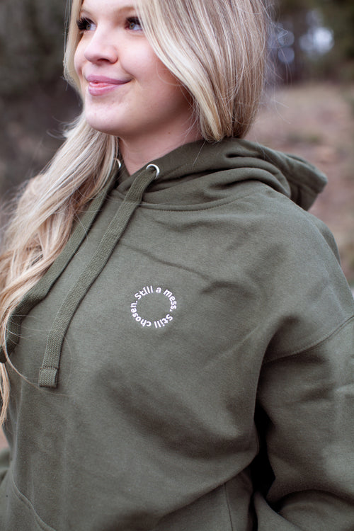 still a mess still chosen, hoodie, green