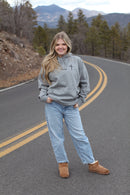 red letter hoodie, cross, gray