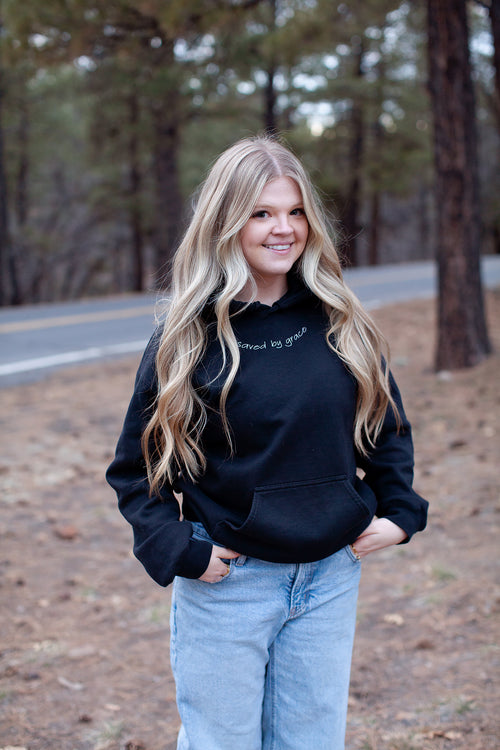 Saved by grace, hoodie, black