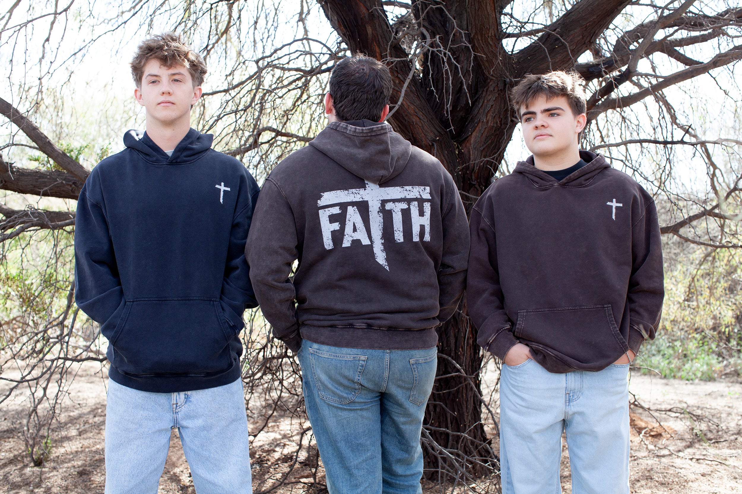 Faith Hoodie, cross hoodie, brown, black