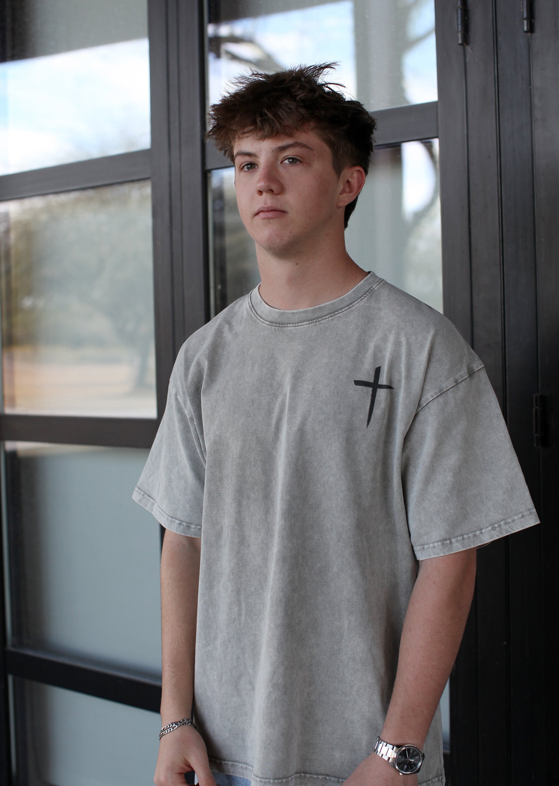 Cross T (Mineral Wash Oversized Cotton T-Shirt)