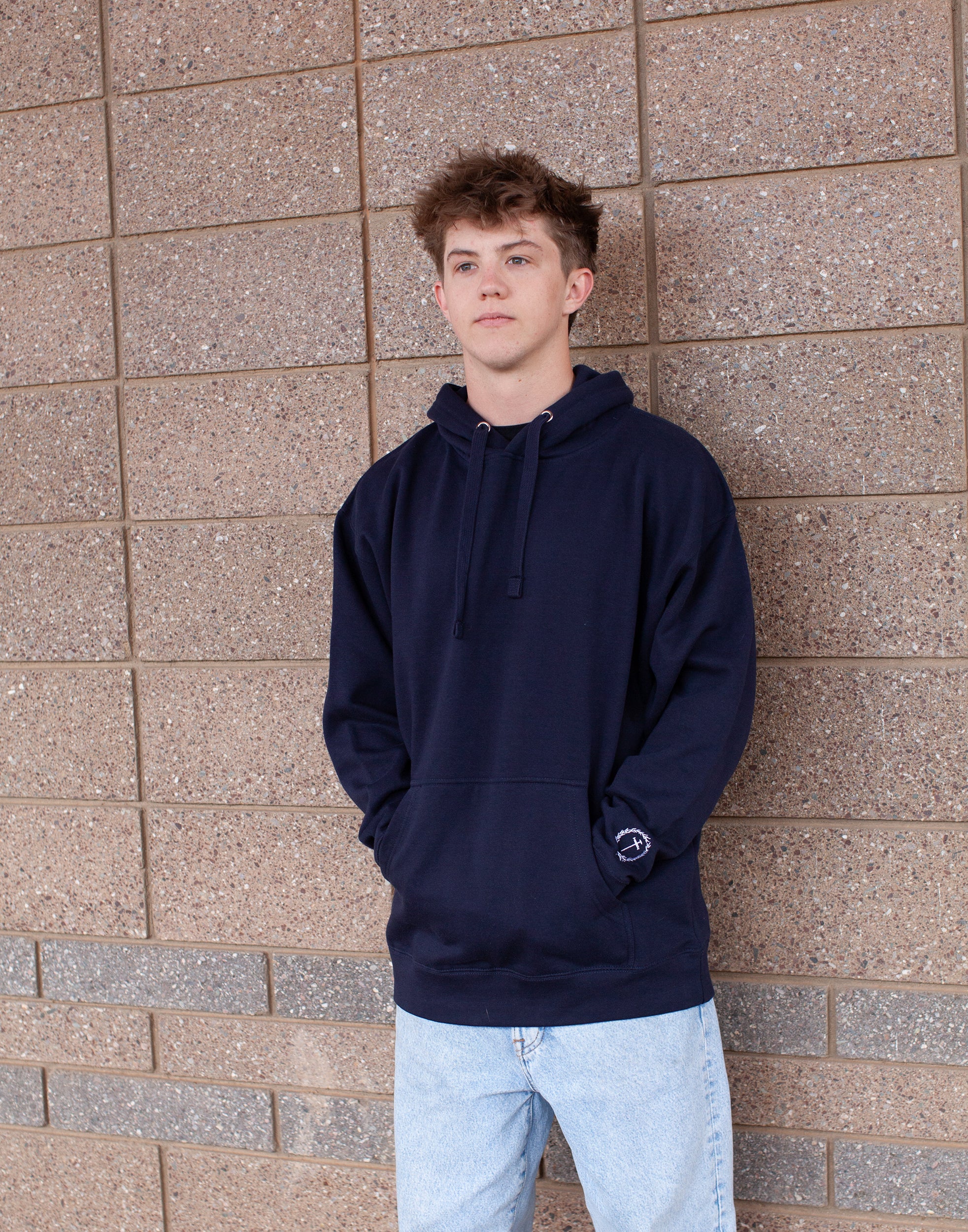 the way the truth the life, cross, hoodie, navy