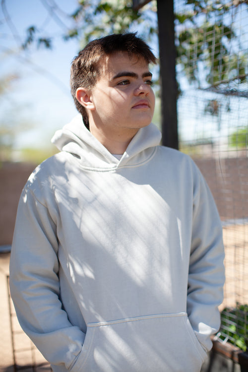his grace covers all hoodie, white