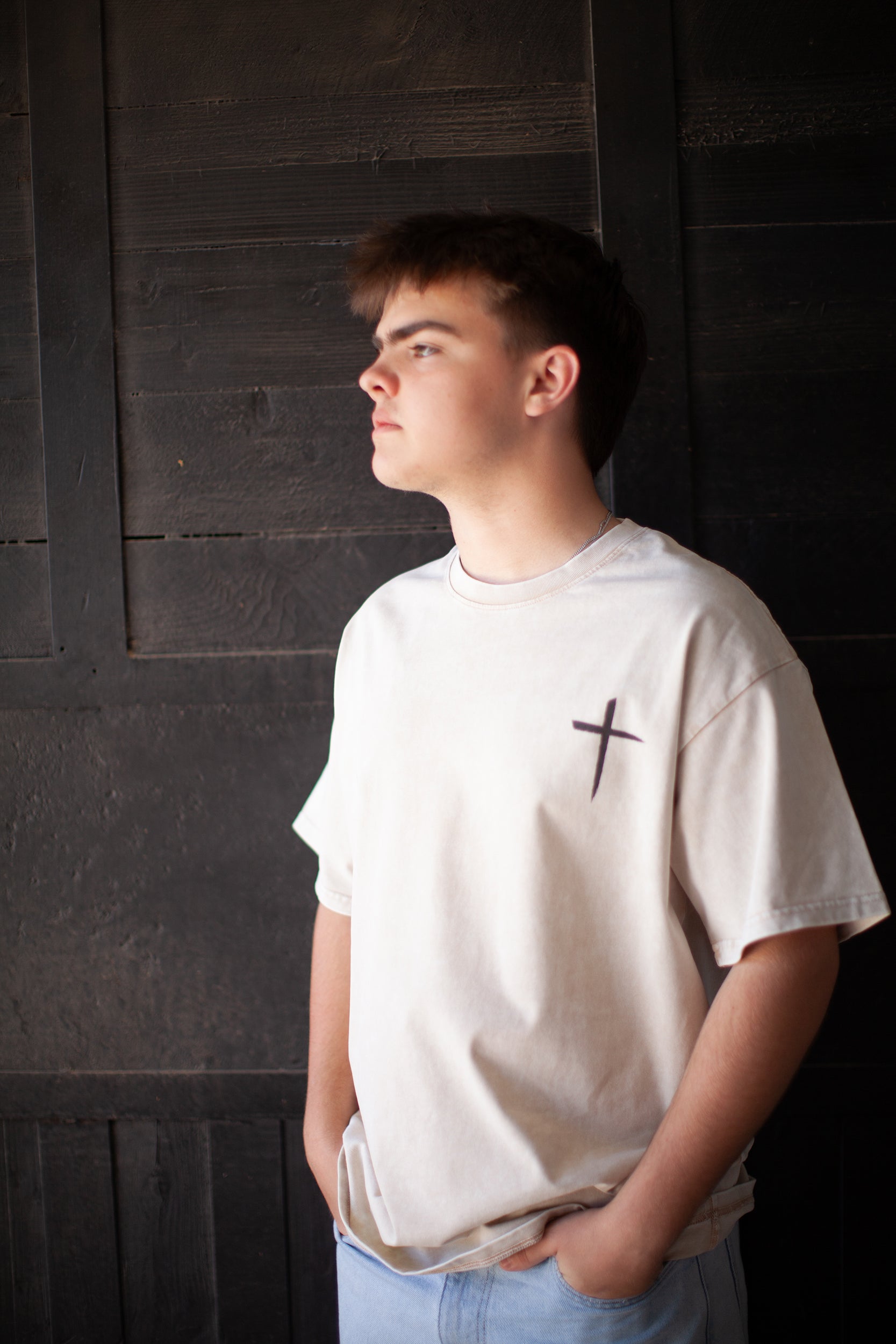 Cross T, t-shirt, apricot