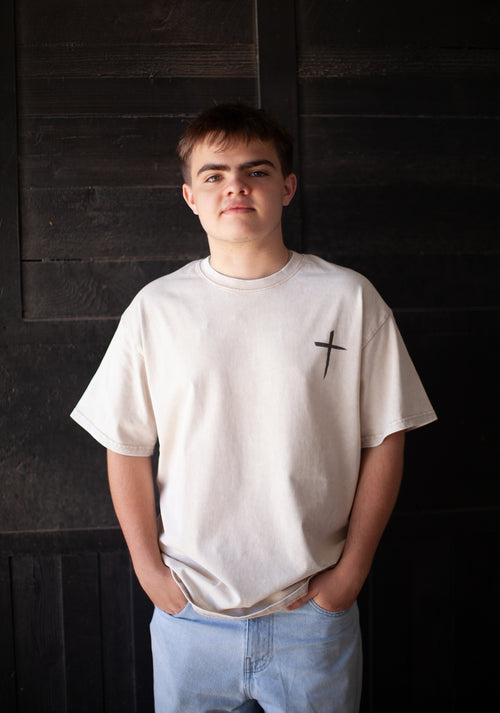 Cross T, t-shirt, apricot