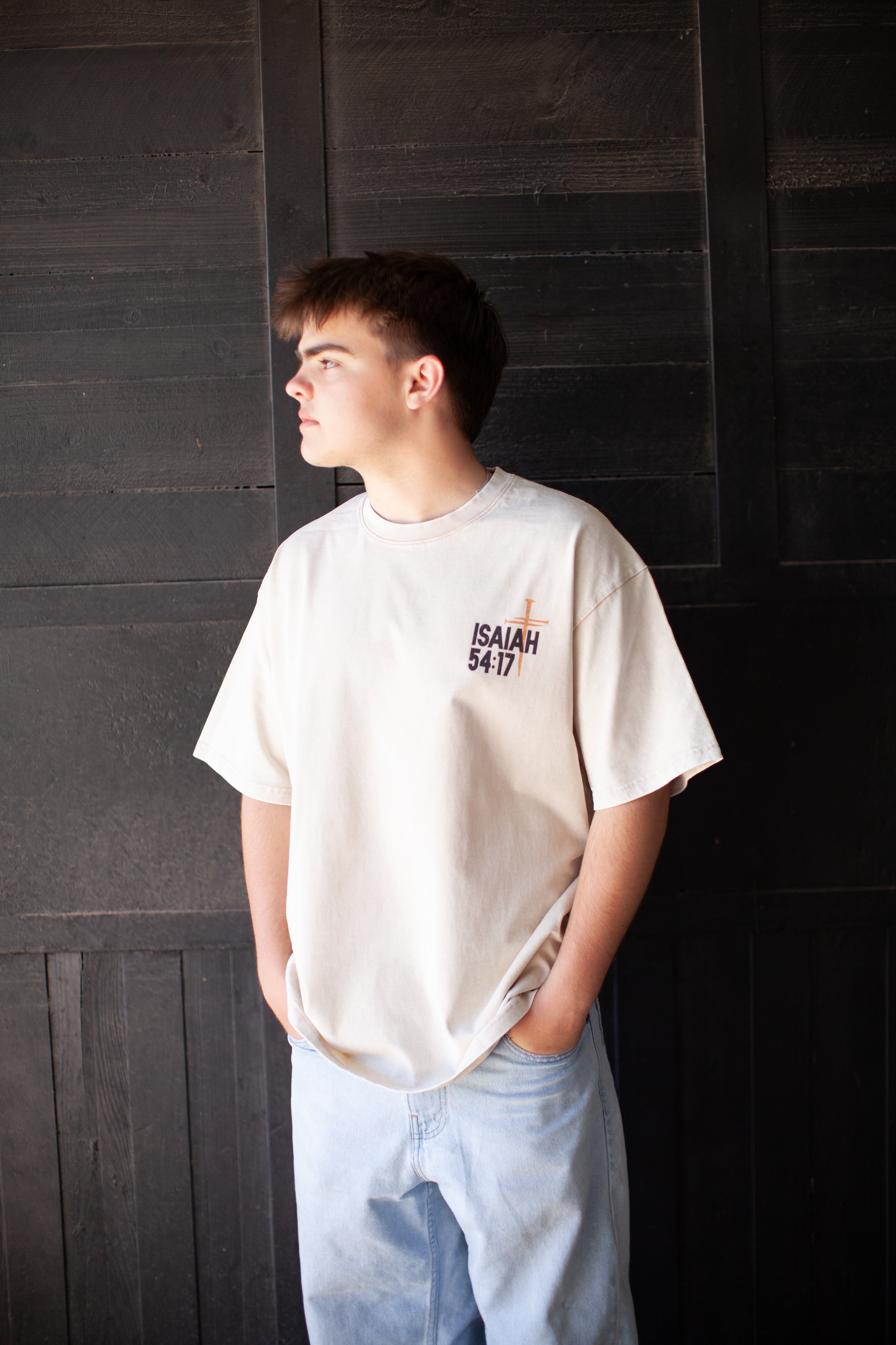 Isaiah 54:17, No weapon formed against me shall prosper shirt, apricot shirt