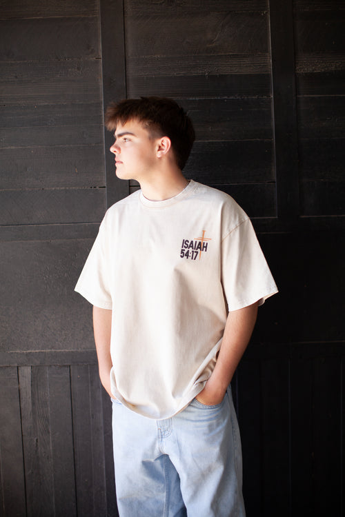 Isaiah 54:17, No weapon formed against me shall prosper shirt, apricot shirt