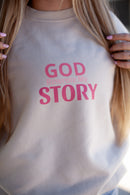 God rewrote my story sweatshirt, white