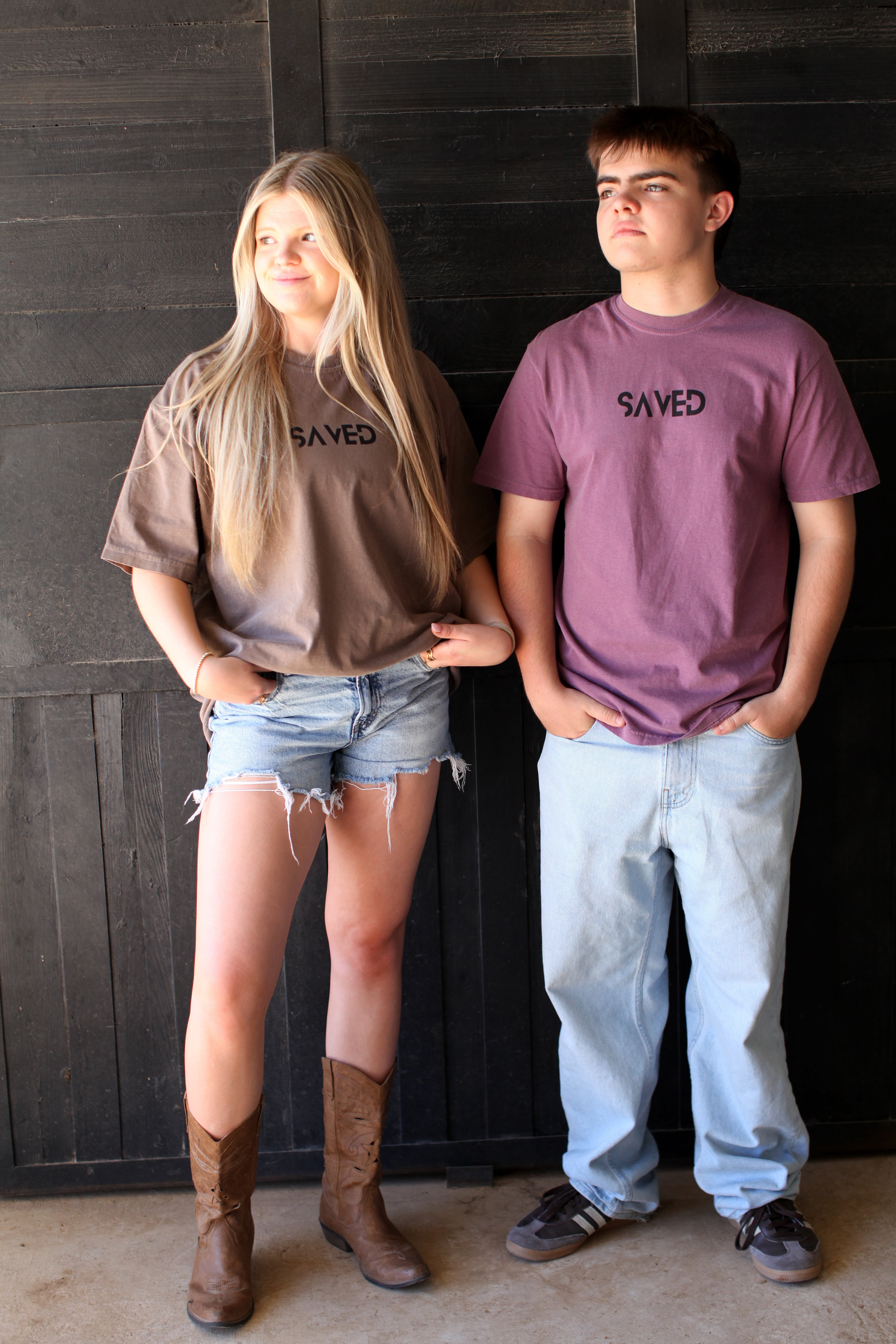 SAVED t-shirt, brown and berry