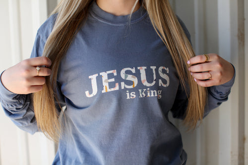 Jesus is King, blue sweatshirt
