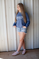 Jesus is King, blue sweatshirt