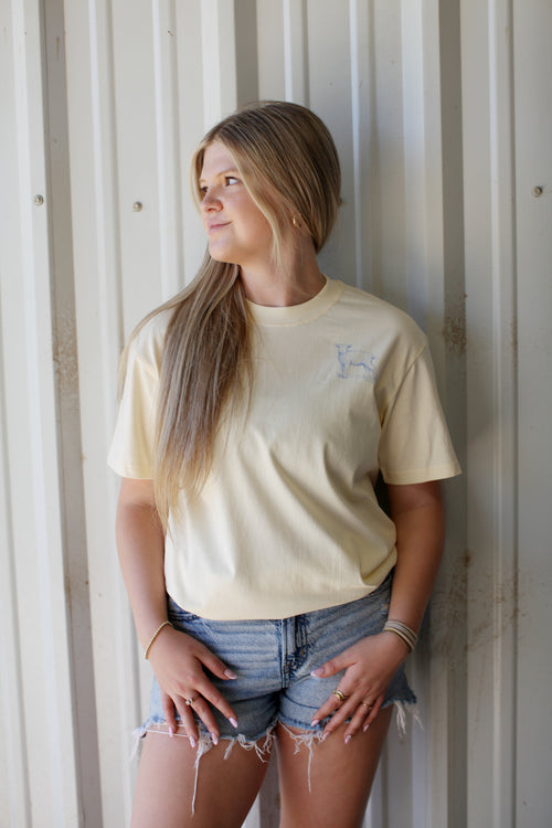 he left the 99, apricot t-shirt