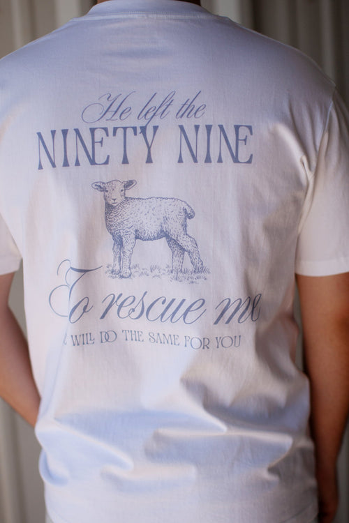 he left the 99, white t-shirt