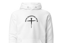 iron sharpens iron, red letter, cross, hoodie, white