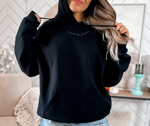 Saved by grace, hoodie, black