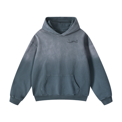 Stronger than the storm hoodie, gray blue