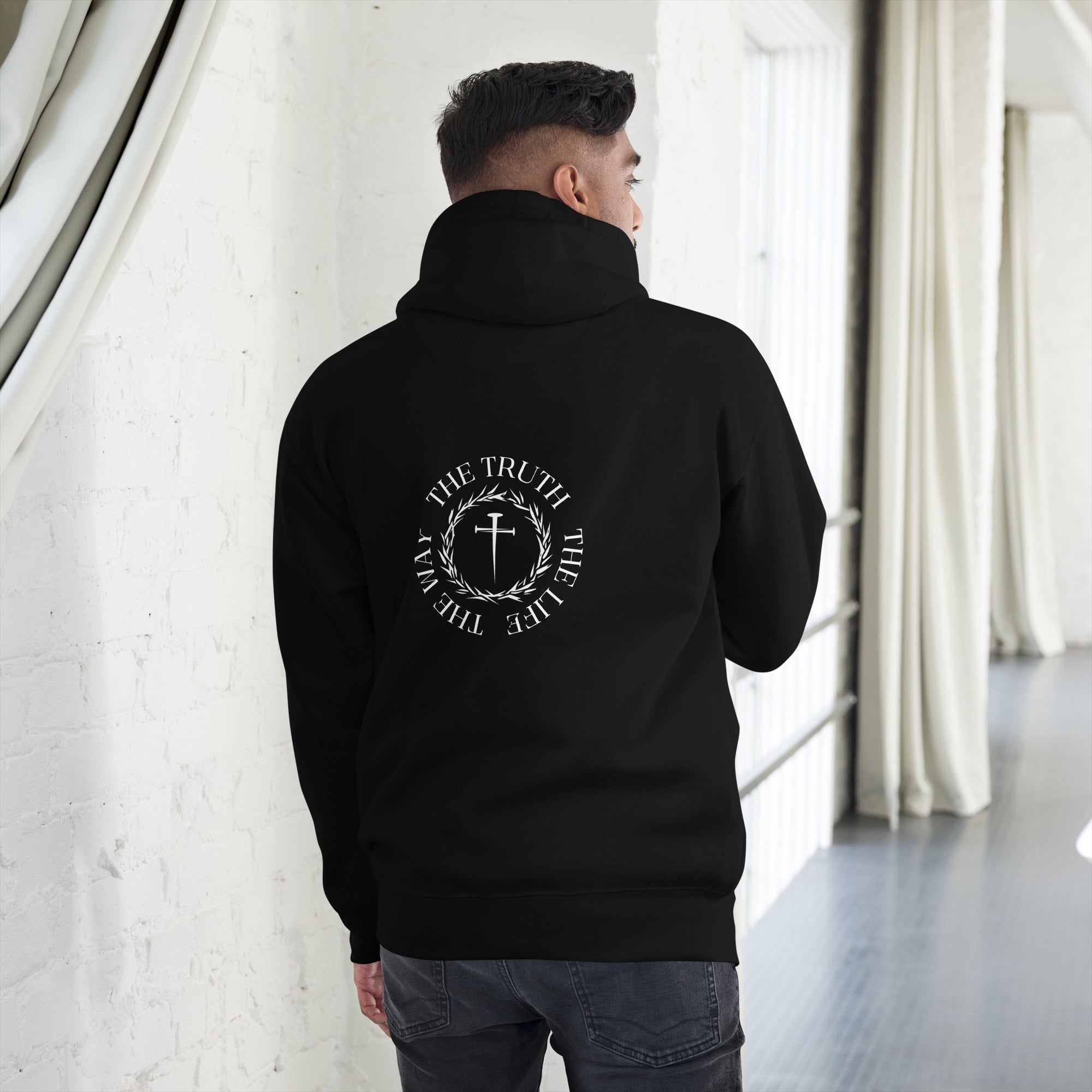 the way the truth the life, cross, hoodie, black