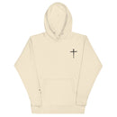 red letter hoodie, nail cross, cream