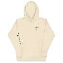 red letter hoodie, cross, cream