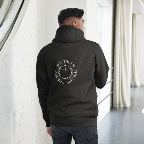 the way the truth the life, cross, hoodie, heathered gray