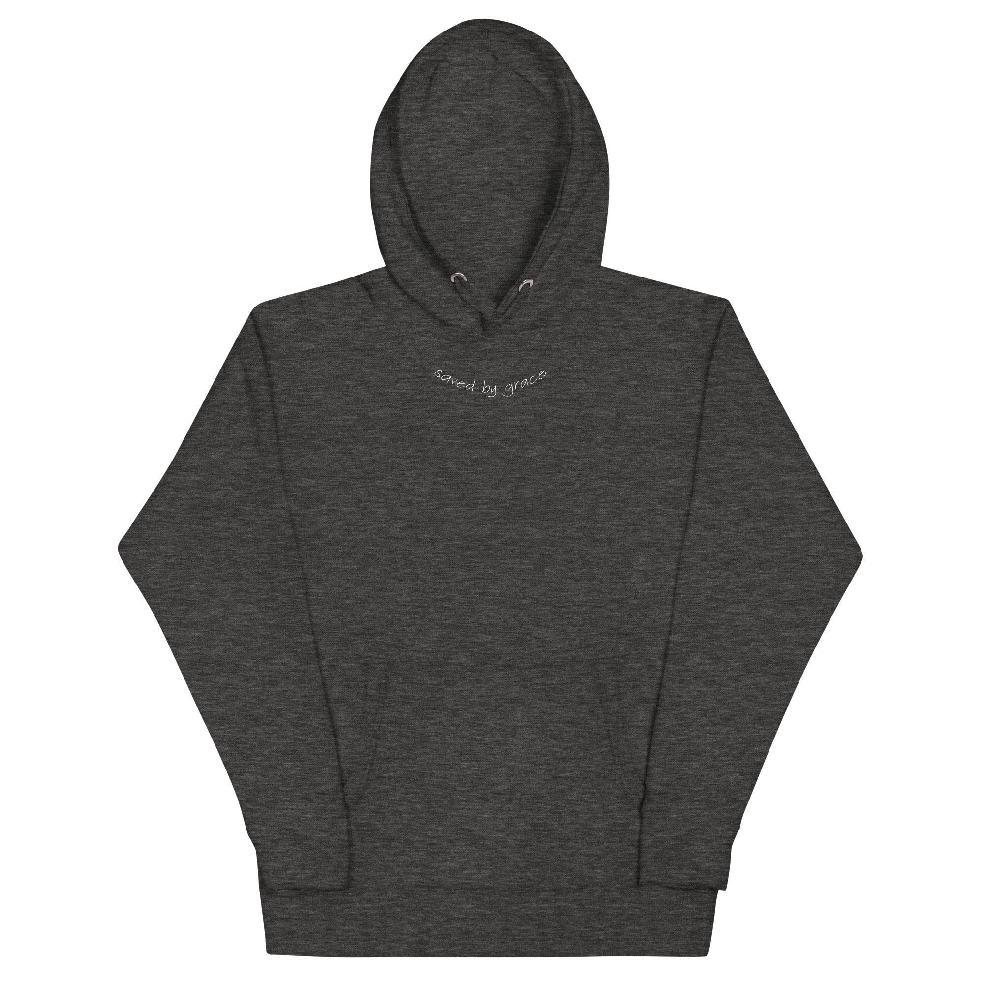 Saved by grace, hoodie, charcoal 