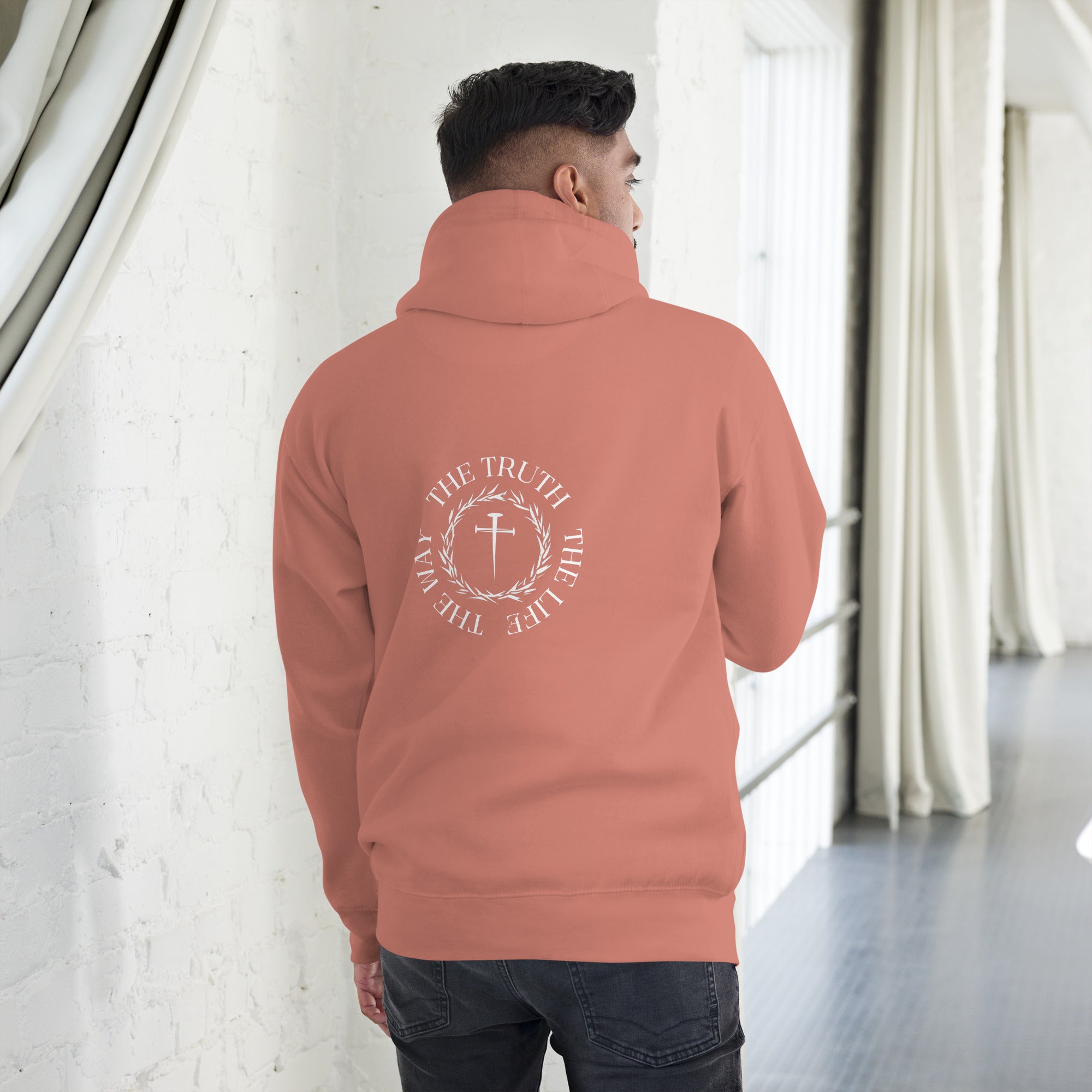 the way the truth the life, cross, hoodie, rose, light pink