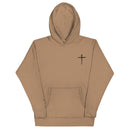 red letter hoodie, nail cross, brown
