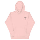 red letter hoodie, nail cross, light pink