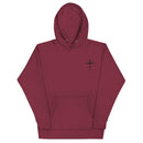 red letter hoodie, nail cross, maroon