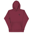 red letter hoodie, cross, maroon
