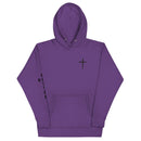 red letter hoodie, cross, purple