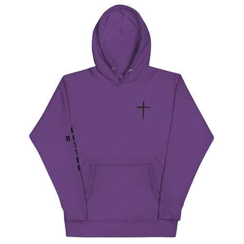 red letter hoodie, cross, purple