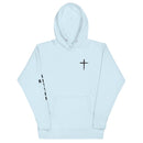 red letter hoodie, cross, light blue