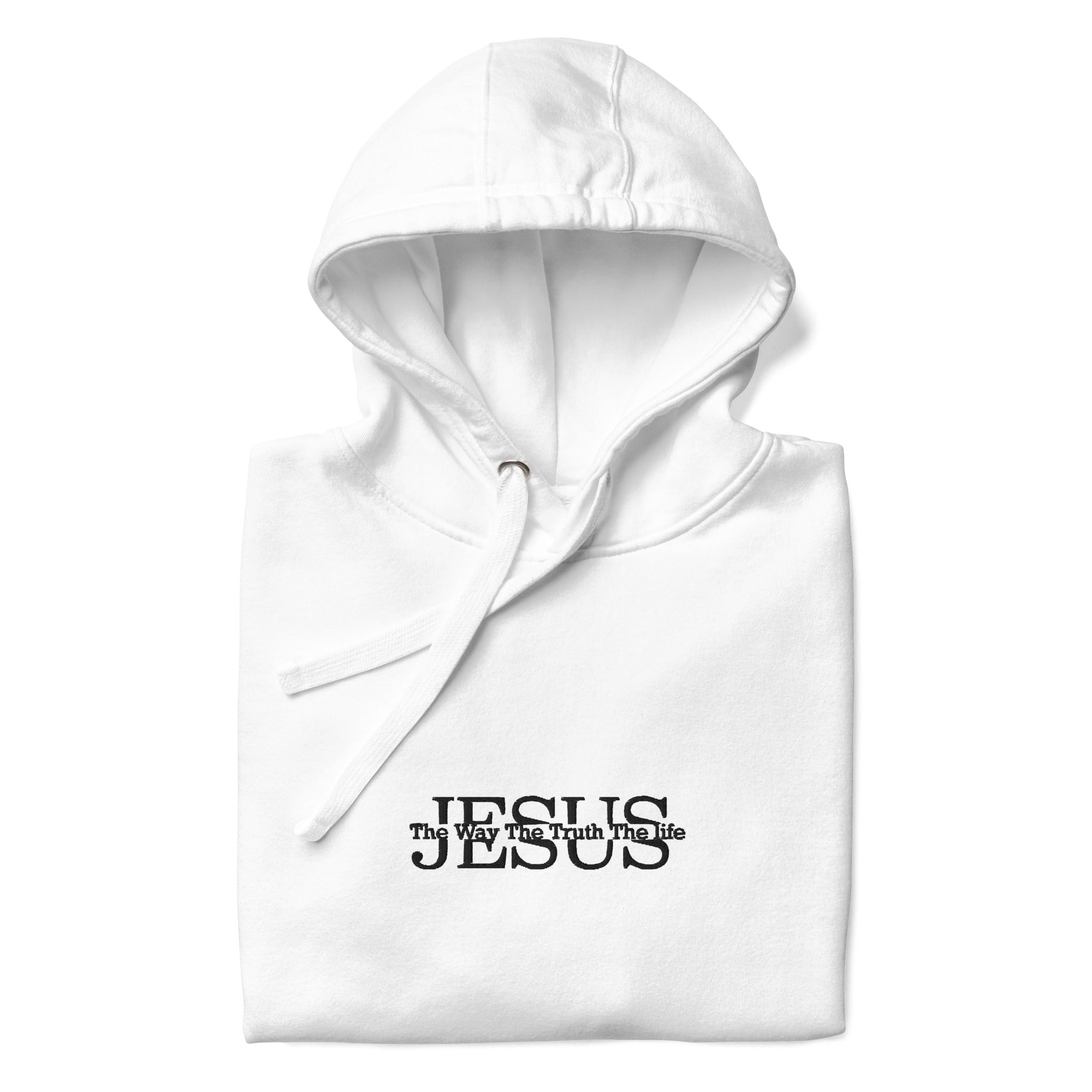 Jesus, The way the truth the life, hoodie, white