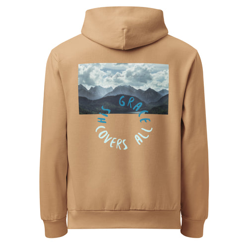 his grace covers all hoodie, brown