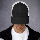 lets make heaven crowded trucker hat, cap, black and white
