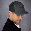 lets make heaven crowded trucker hat, cap, gray